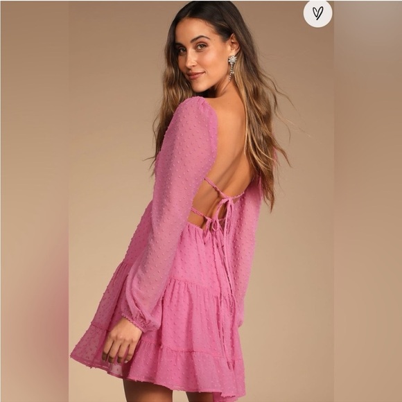 Lulu’s Pink Long Sleeve Mini Dress Size XS - Picture 2 of 10